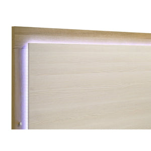English Elm Lincoln Queen Bedroom Set with Led Headboard Italian Modern Natural Wood Finish B062S01836