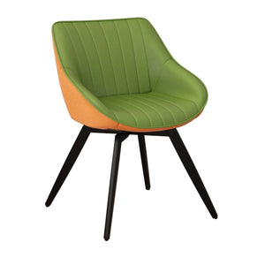 English Elm A Set of 4 Mid-century Pu Leather Dining Chairs with Powder-coated Black Metal Legs W2189S00832