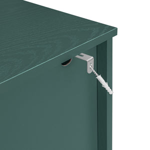 English Elm 2 Door 2 Drawer Cabinet with Solid Wood Feet, Smooth Slide Rails, Anti-Tip Lock, Easy Clean Surface Dark Green W688P179038