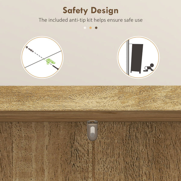 English Elm HOMCOM 41" Kitchen Pantry Cabinet with 5-Tier Shelves, 12 Door Racks, Anti-Tip Straps, Sleek Design Natural Wood W2225P217122