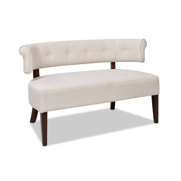 English Elm Jennifer Taylor Home - Jared Mid-Century Roll Arm Tufted Bench Settee with Kiln-Dried Frame and Plush High-Density Foam Beige B2719P238284