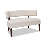 English Elm Jared Roll Arm Tufted Bench Settee, Sky Neutral Beige Polyester