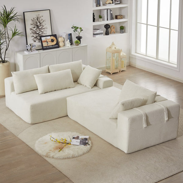 English Elm Modern Chenille Modular Sectional Sofa Couch Set - L-Shaped Design With 6 Pillows For Cozy Living W834S00398