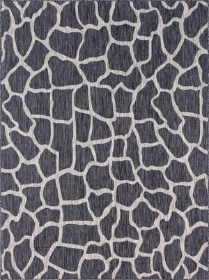Unique Loom Outdoor Safari Giraffe Machine Made Animal Print Rug Charcoal Gray, Gray 9' 0" x 12' 0"