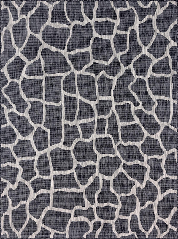 Unique Loom Outdoor Safari Giraffe Machine Made Animal Print Rug Charcoal Gray, Gray 9' 0" x 12' 0"