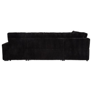 English Elm Thurston Corduroy Sectional Sofa with Hidden Chaise Storage and Pop-up Sleeper Black B062S01484