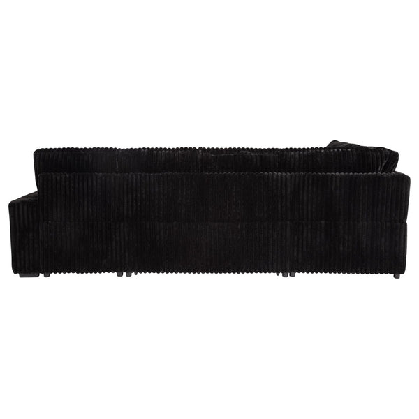 English Elm Thurston Corduroy Sectional Sofa with Hidden Chaise Storage and Pop-up Sleeper Black B062S01484