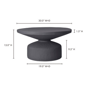 English Elm Yoli Round Aluminum Coffee Table Matte Black Ridged Sculptural Living Room Accent B2769P498406