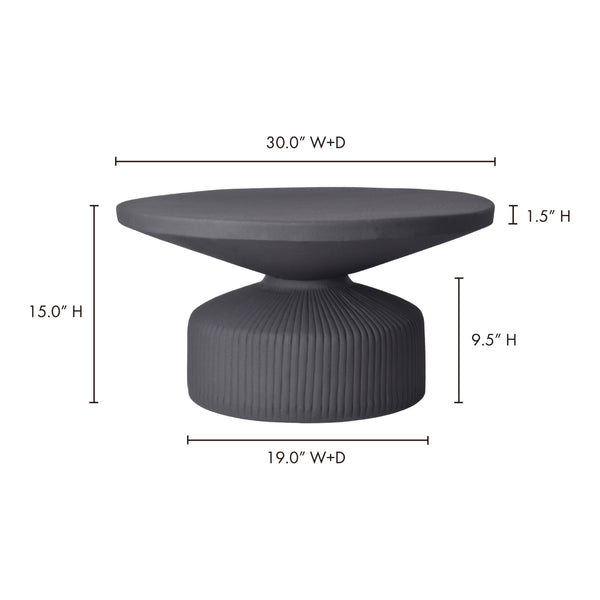 English Elm Yoli Round Aluminum Coffee Table Matte Black Ridged Sculptural Living Room Accent B2769P498406