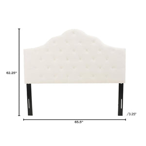English Elm Christopher Knight Home® - Tufted Cloud-Shaped Upholstered Headboard Queen with Button Detail, Tall Solid Wood Frame & Metal Legs Ivory 59024.00