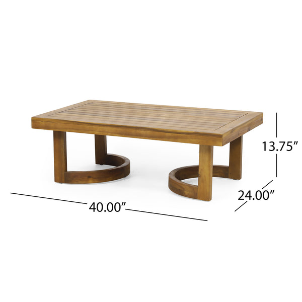 English Elm Christopher Knight Home® - Outdoor Acacia Wood Loveseat & Coffee Table Set with Teak Top, Beige Cushions, Durable Patio Duo 70457.00BGE