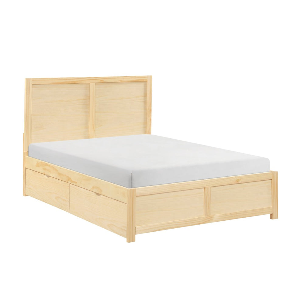 English Elm Contemporary Full Platform Bed Tall Headboard Natural Pine Wood Scandinavian Bedroom Frame B011S02457