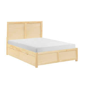 English Elm Contemporary Full Platform Bed Tall Headboard Natural Pine Wood Scandinavian Bedroom Frame B011S02457