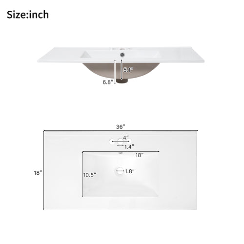 English Elm 72" White Bathroom Vanity Set with Dual Ceramic Sinks, Soft-Close Doors, Divided Drawers & Ample Storage, Solid Wood Frame, Easy Plumbing Access N729P000006K