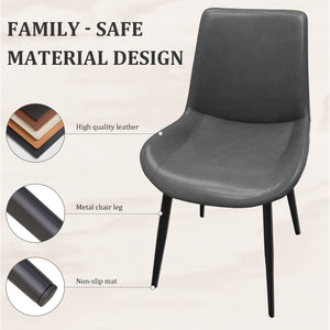 English Elm Grey PU Leather Dining Chair Set of 4 with Metal Legs — Modern Upholstered, Durable, Easy-Clean Seating for Kitchen, Restaurant, Living, Meeting Rooms T3967P384113