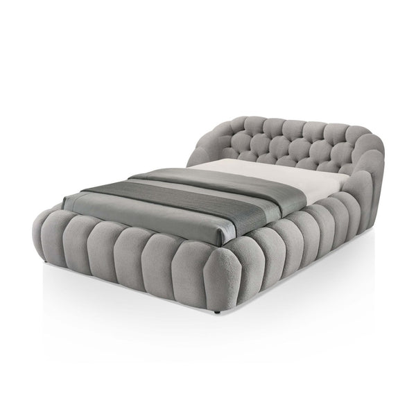 English Elm Eye-catching Gray Chenille Queen Platform Bed Tufted Headboard Modern Bedroom B2741S00824