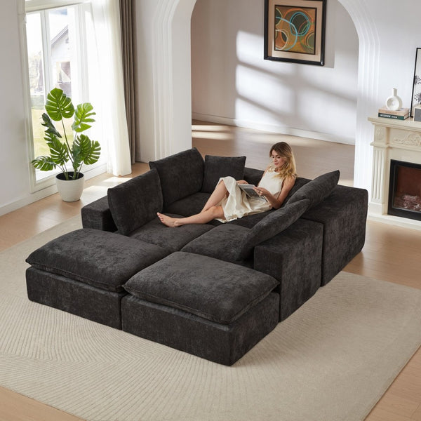 English Elm Modern Chenille Cloud Sofa - Cozy, Modular Design For Stylish Living Rooms, Apartments & Offices P1 W3396S00043-GIGA