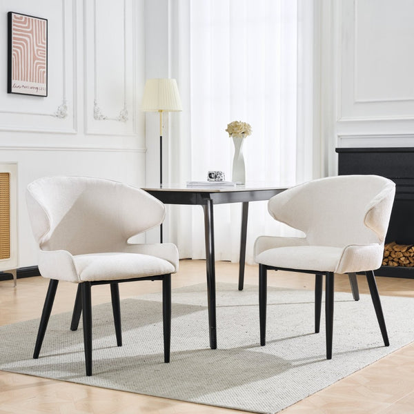 English Elm Modern Shell Back Upholstered Dining Chairs Set of 2 Scandinavian Fabric Seat N772P429023B