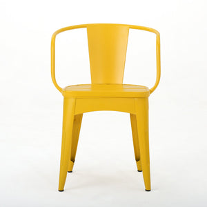 English Elm Christopher Knight Home® - COLMAR 3-Piece Metal Bistro Set for Patio — Weather-Resistant Iron Table & Stackable Armchairs, Slatted Design Yellow 56558.00MCY