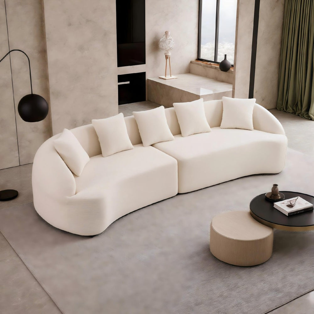 English Elm Compression Foam Curved Sectional Chenille Sleeper Sofa for Modern Living Rooms W2231S00052