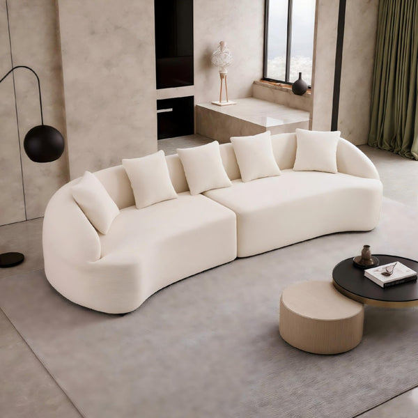 English Elm Compression Foam Curved Sectional Chenille Sleeper Sofa for Modern Living Rooms W2231S00052