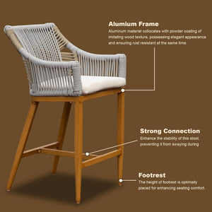 English Elm Bar Stools Set Of 2 - Modern Boho Style Counter Height Chairs With Cushions For Patio & Kitchen W1859P197308