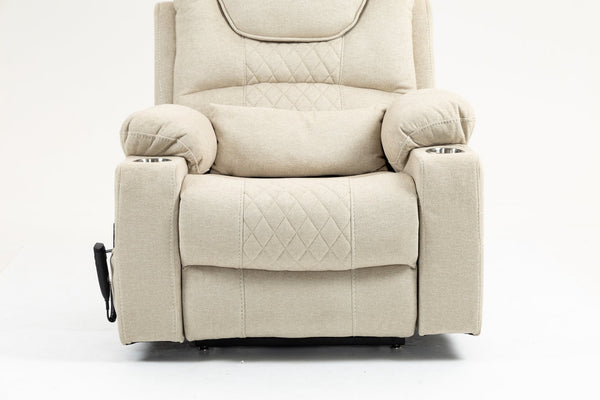 English Elm Lounge Electric Lift Recliner Chair With 180° Flat Lay, Dual Cup Holders & Soft Velvet Comfort W547S00049