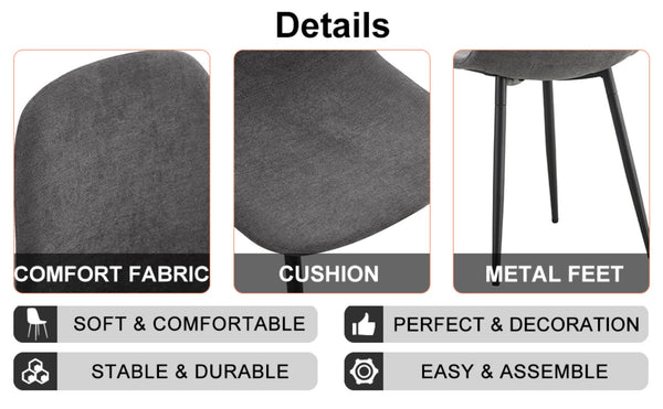 English Elm Table Set With 6 Upholstered Chairs - Modern Medieval Style, Rustic Industrial Mdf Dining Table W1151S04211-GIGA