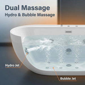 English Elm 67" Whirlpool Air Bubble Soaking Tub Acrylic Freestanding Hydrotherapy Spa Bath White W3605P361170