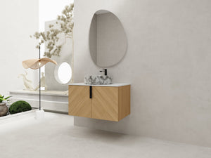 English Elm 30" Contemporary Bathroom Vanity With Art Sink, Wall-Mounted Design & Durable Plywood Construction W999S00446