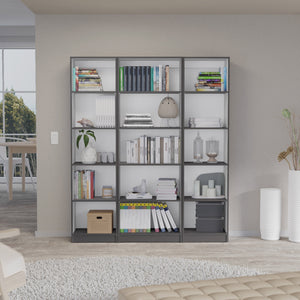 English Elm Bartow 3-Piece Bookcase Set – Modern Matt Gray & White Shelving For Stylish Home Organization B070S00292