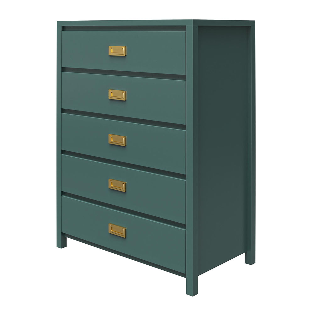 English Elm Haven 5-Drawer Kids' Dresser with Gold Pulls, Sturdy Compliant Storage, Metal Slides & Anchor Kit B2733P395083