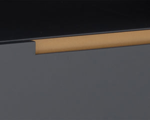 Sunpan Danbury Nightstand - Sleek Modern Design with Pull-Drawer, Rustic Bronze Accents, and Gold Caps Slate Navy