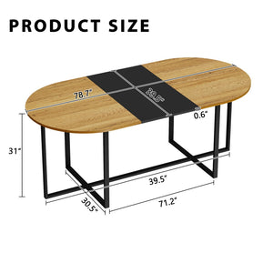 English Elm Sn-ovt200-8-wdbk Oval Dining Table Oak and Black Two-tone Modern Mdf Top Metal Base W3875P372904