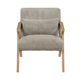 English Elm Upholstered Corduroy Accent Chair with Lumbar Pillow Rubberwood Frame Modern Sitting Room Taupe B011P455641