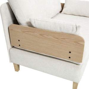 English Elm Foldable sofa bed recliner with three pillows, 3-in-1 convertible sleeper for small spaces, mid-century modern comfort Beige W395P290556