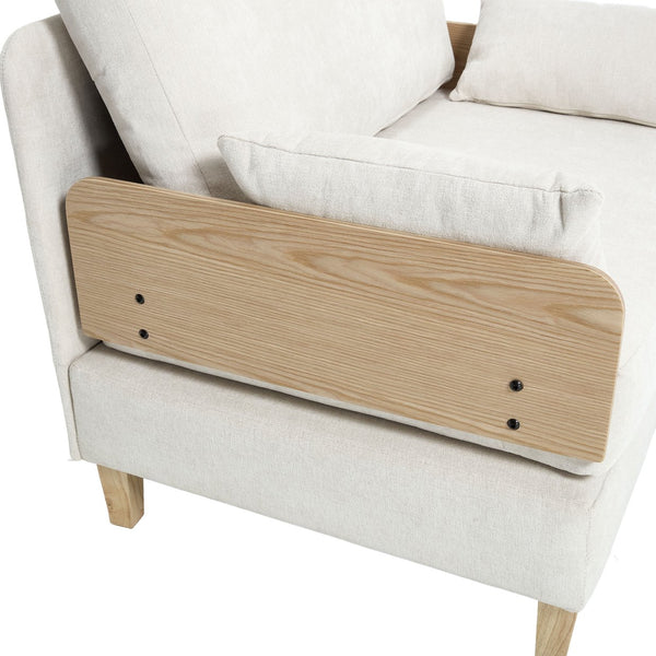 English Elm Foldable sofa bed recliner with three pillows, 3-in-1 convertible sleeper for small spaces, mid-century modern comfort Beige W395P290556