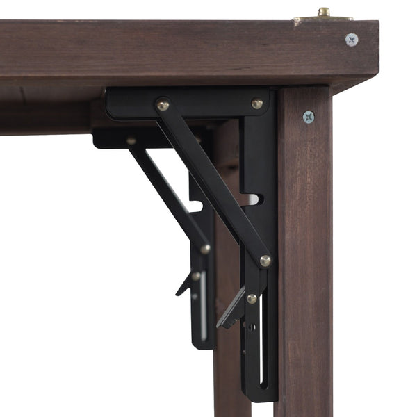 English Elm K&k Outdoor Rolling Kitchen Island Fir Wood Stainless Steel Top with Foldable Prep Station Dark Brown N707P370276Z
