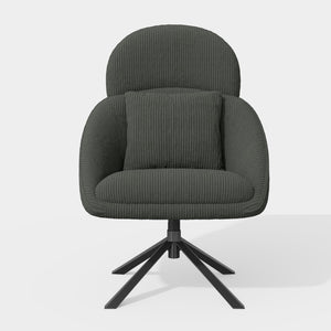 English Elm Modern Swivel Accent Chair with Adjustable Headrest, Oversized Corduroy Upholstered Rocking Recliner for Living Room Dark Gray T3950P397485