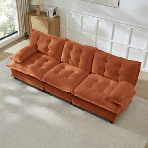 English Elm 107" Modular Cloud Sectional Sofa Deep Seat Chenille Upholstered Living Room Couch Orange W714S01737