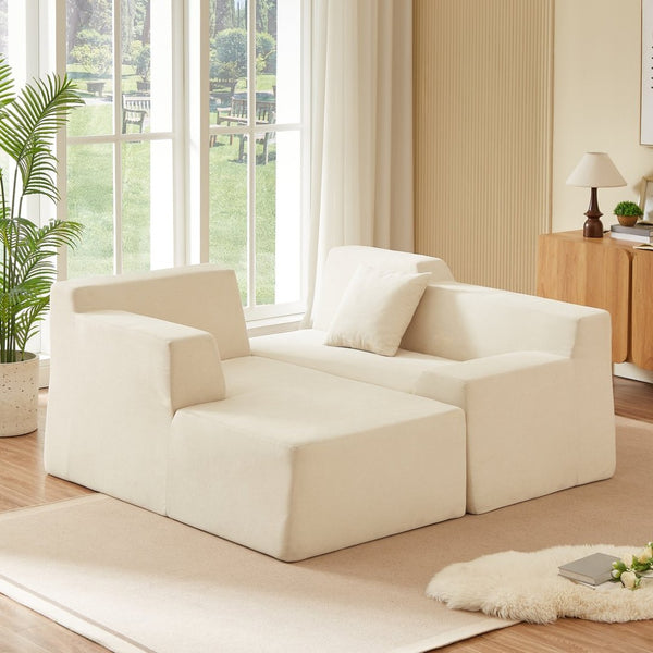 English Elm Modern Corduroy L-shaped Sectional Sofa with High Back for Minimalist Living Rooms W3396P415591