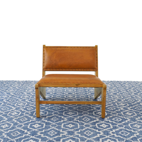 English Elm Talon Full-grain Leather Lounge Chair Solid Wood Frame Mid-century Modern Accent B183P301087