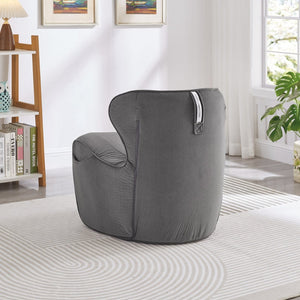 English Elm Ergonomic Floor Chair Velvet Upholstered Lumbar Support Seat for Reading Nook or Lounge Gray W1097P462003
