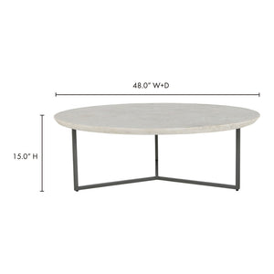 English Elm Chloe Round Marble Top Coffee Table with Open Iron Base for Modern Living Rooms B2769S00017