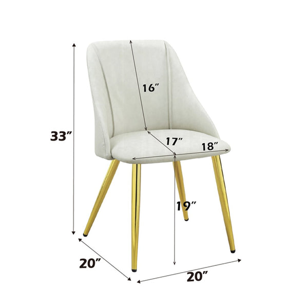 English Elm Set Of 2 Modern White Synthetic Leather Dining Chairs With Gold Metal Base For Chic Interiors B016P322894-GIGA