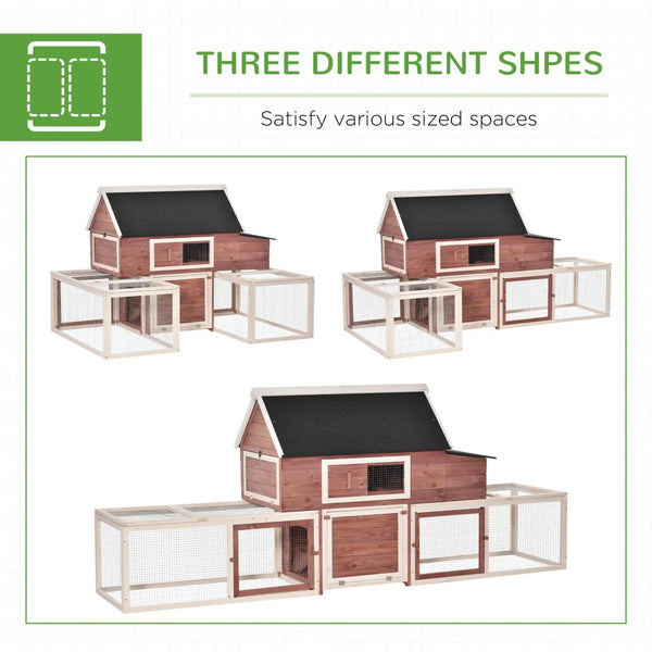 English Elm Wooden Fir Backyard Hen House with Dual Runs Nesting Box and Three Layout Options T3971S00227