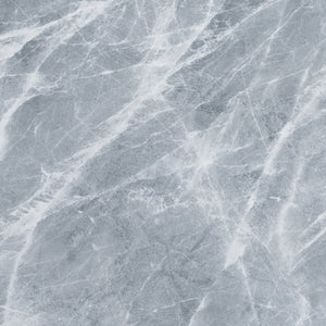 English Elm MICHELLE Grey Dining Table with Double Pedestal, Thick Solid Wood Top & Marble Detailing, Durable Finish B201S00229