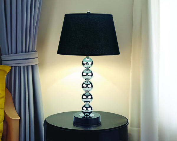 English Elm 2pc Modern Table Lamp Set with Reflective Spheres, Black & Silver Glam Accent, 30"H, 100W_ROTARY_SWITCH B2741P371016