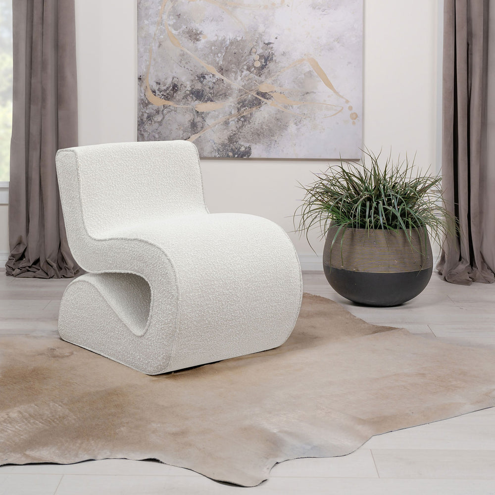 English Elm Austin Cream Bouclé Upholstered Armless Curved Chair — Sculptural Plush Accent Seat for Modern Homes B062P299954