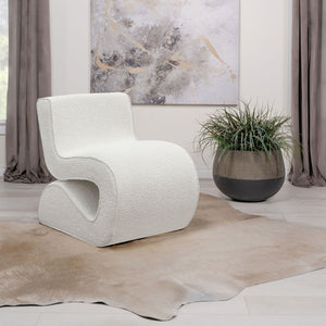 English Elm Austin Cream Bouclé Upholstered Armless Curved Chair — Sculptural Plush Accent Seat for Modern Homes B062P299954